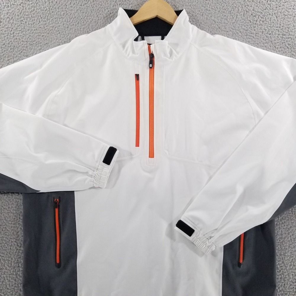 FootJoy Jacket *FLAWS* Mens XL White Tour XP Golf 1/2 Zip Windbreaker Pullover